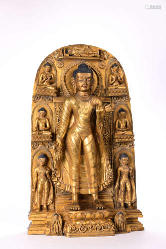 GILT-BRONZE STATUE OF SHAKYAMUNI