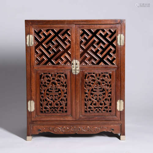 ROSEWOOD CARVED SQUARE CABINET