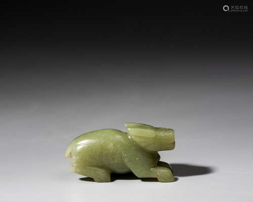 A CHINESE JADE CARVED MYTHICAL BEAST ,HAN DYNASTY