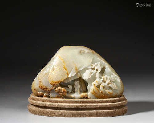 A CHINESE WHITE JADE BOULDER,QING DYNASTY