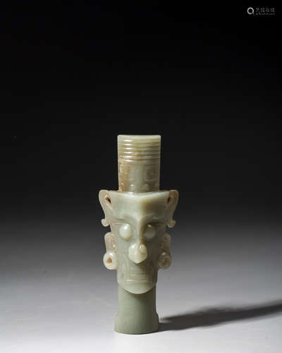 A CHINESE JADE FIGURE OF IMMORTAL,NEOLITHIC PERIOD