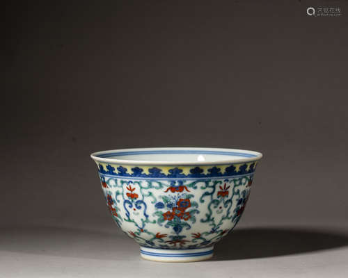 A CHINESE DOUCAI FLORAL BOWL,DAOGUANG PERIOD