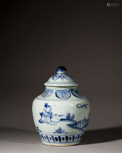 A CHINESE BLUE AND WHITE JAR WITH COVER,ZHENGDE PERIOD