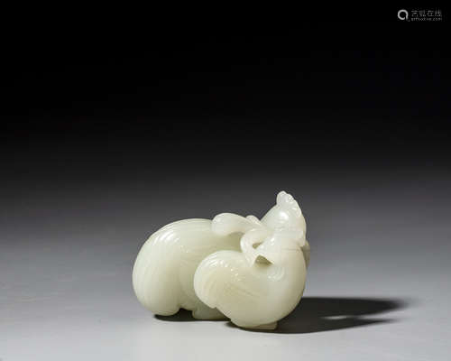 A CHINESE WHITE JADE BEAST ,QING DYNASTY