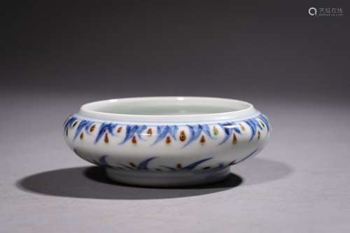 A CHINESE UNDERGLAZE-BLUE AND COPPER-RED WASHER,REPUBLIC OF ...