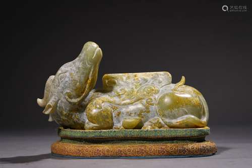 A CHINESE WHITE JADE BUFFALO,MING DYNASTY