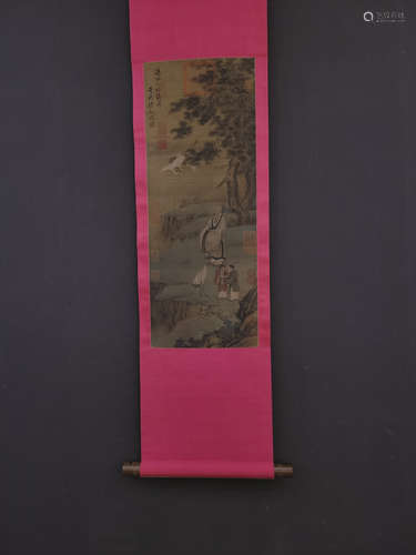 A CHINESE SILK PAINTING,ZHANG XU,TANG DYNASTY