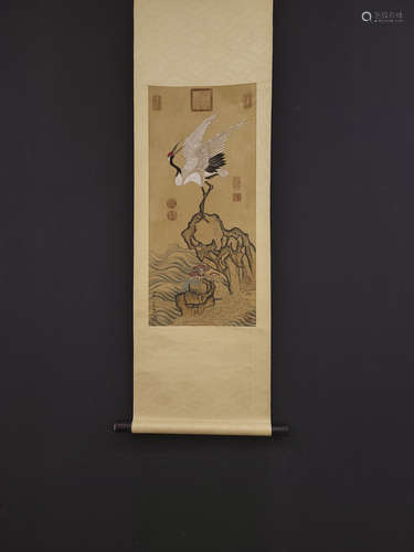 A CHINESE SILK PAINTING,ZOU YIGUI,QING DYNASTY