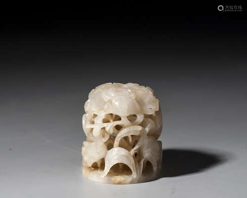 A CHINESE WHITE JADE OPENWORK FINIAL,YUAN DYNASTY