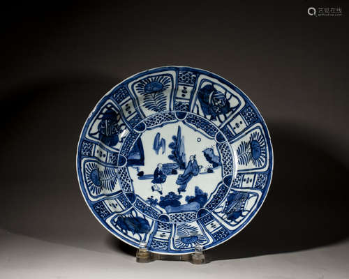 A CHINESE BLUE AND WHITE PLATE,WANLI PERIOD