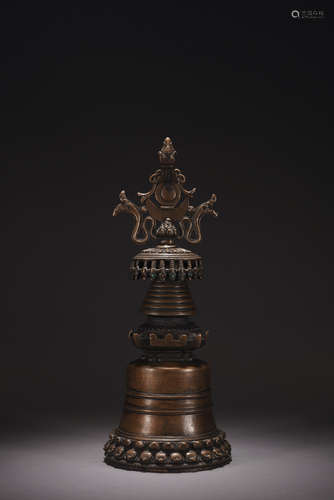 A CHINESE BRONZE STUPA,QING DYNASTY