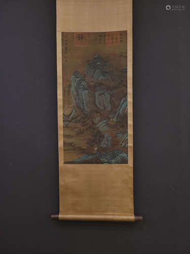 A CHINESE SILK PAINTING,LIU GONGQUAN,TANG DYNASTY