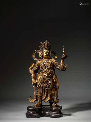 A CHINESE GILT-BRONZE FIGURE OF VAISRAVANA,MING DYNASTY