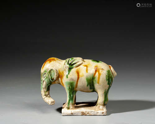 A CHINESE SANCAI-GLAZED ELEPHANT,TANG DYNASTY