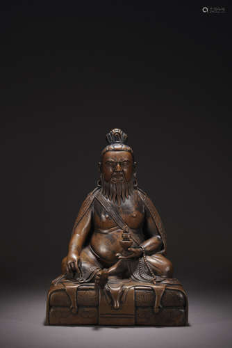 A CHINESE BRONZE FIGURE OF MILAREPA,QING DYNASTY