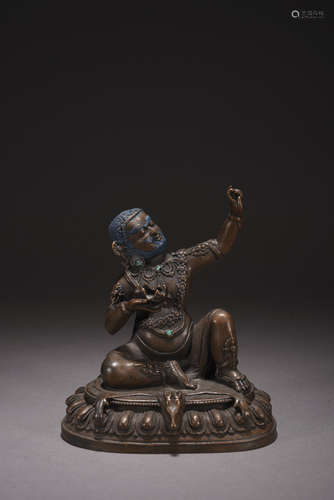 A CHINESE BRONZE DHARMAPALA,QING DYNASTY