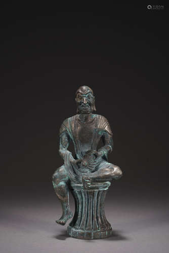 A CHINESE SILVER FIGURE OF LUOHAN,LIAO DYNASTY