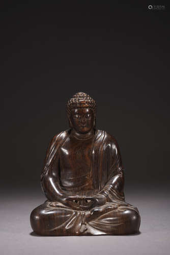 A CHINESE HUANGHUALI FIGURE OF SAKYAMUNI,QING DYNASTY