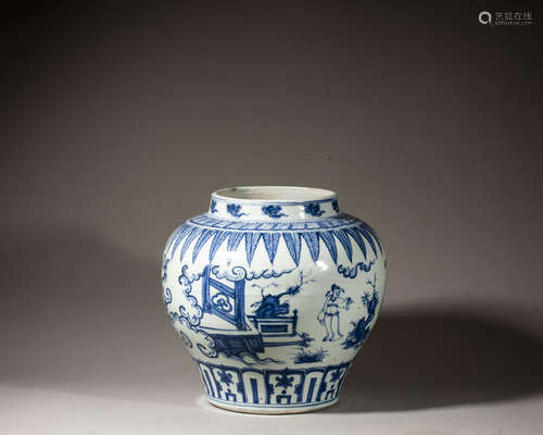 A CHINESE BLUE AND WHITE JAR,ZHENGDE PERIOD