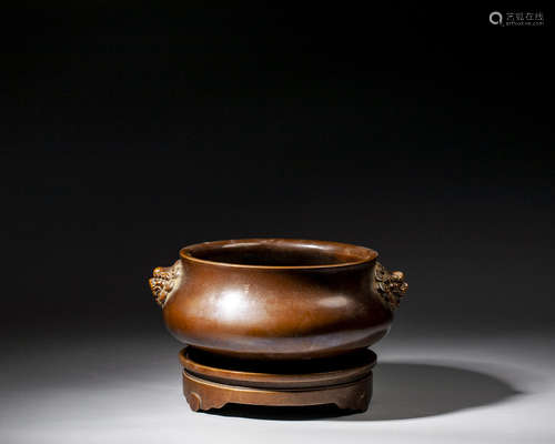 A CHINESE BRONZE CENSER,QING DYNASTY