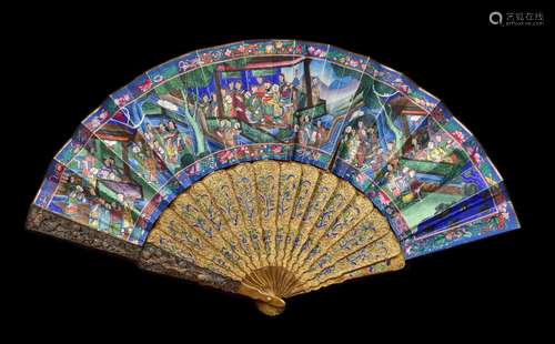 FAN DE MANDARIN EN FILIGRE D'ARGENT D'EXPORTATION CHINOISE, ...