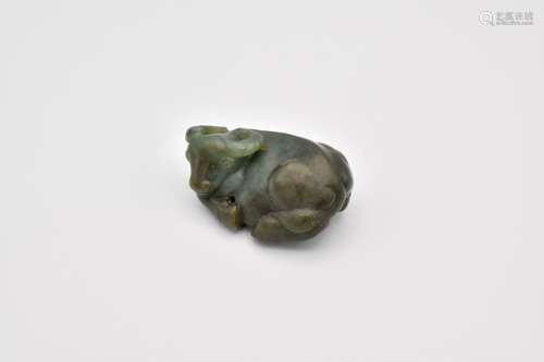 DYNASTIE QING : Sculpture en JADE VERT CHINOIS D'UN BUFFALO ...