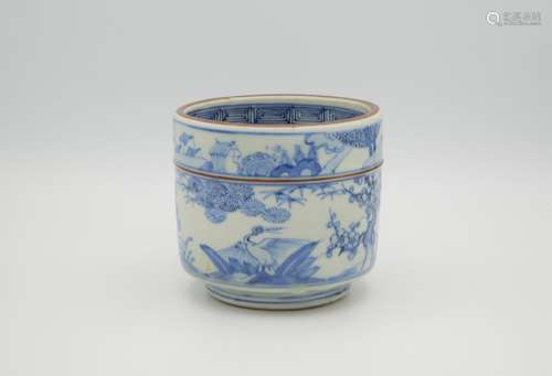 BON CENSURIER JAPONAIS EN PORCELAINE BLEU ET BLANC, HIRADO, ...