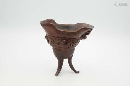 RARE COUPE DE LIBATION ARCHAISTIQUE EN CORNE DE RHINOCEROS C...