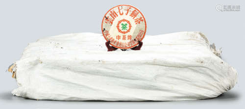 2003年  中茶绿印铁饼普洱生茶 昆明仓储