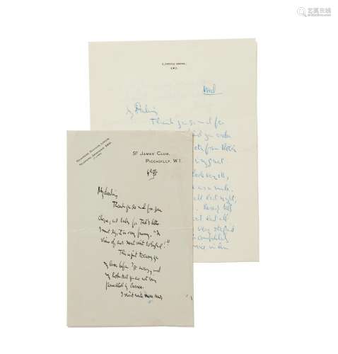 OSBERT SITWELL. (1892 - 1969). TWO AUTOGRAPH LETTERS TO EDIT...