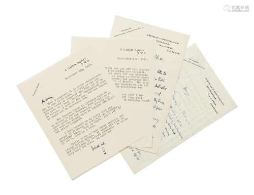 OSBERT SITWELL.(1892-1969). FOUR LETTERS TO EDITH SITWELL, L...