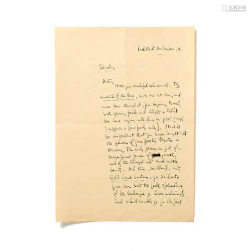 OSBERT SITWELL. (1892 - 1969). AUTOGRAPH LETTER TO EDITH SIT...