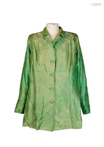 DAME EDITH INTEREST, A SILK BROCADE FITTED LONG LINE JACKET ...