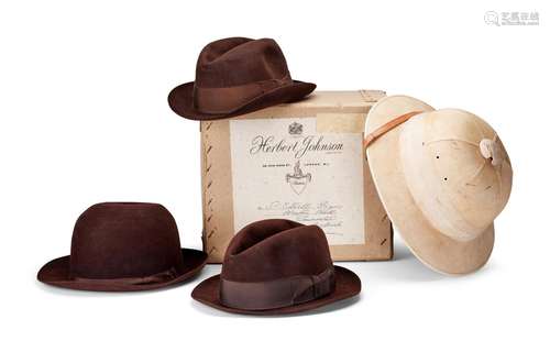 A HERBERT JOHNSON BROWN FELT ‘BOWLER’ HAT