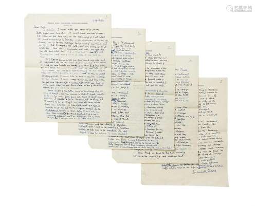 SACHEVERELL SITWELL. (1897 - 1988). AUTOGRAPH LETTER TO A FR...