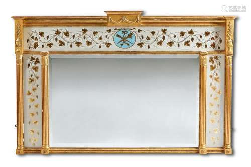 A LATE GEORGE III GILTWOOD OVERMANTEL WALL MIRROR, CIRCA 181...