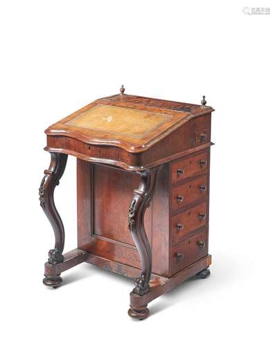 Y A VICTORIAN ROSEWOOD DAVENPORT, CIRCA 1860