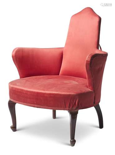 A MAHOGANY AND UPHOLSTERED ARMCHAIR, CIRCA 1920