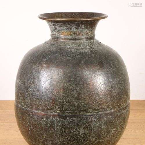 India, bronzen grote waterpot, 19e eeuw