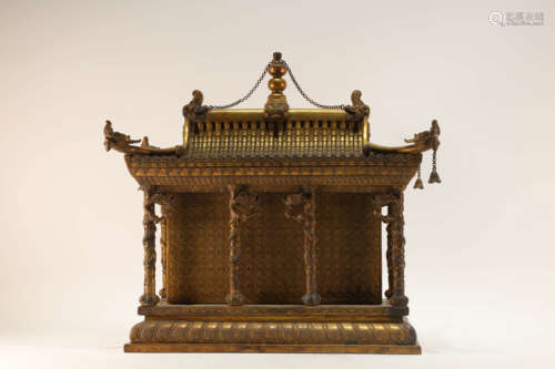 A Gilt Bronze Buddhist Stupa