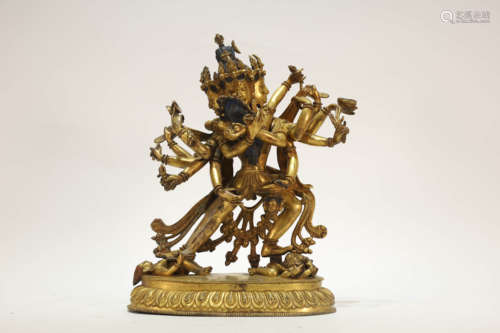 A Gilt Bronze Kapaladhara Hevajra Buddhist Figure