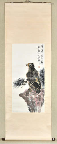 Tang Yun, Chinese Eagle Painting Paper Scroll