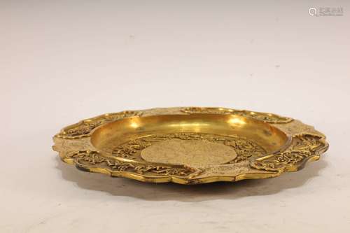 A Gilt Bronze Flower Plate