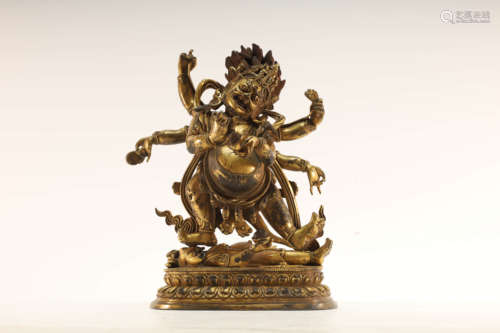 A Gilt Bronze CintamanimahakalaBuddhist Figure