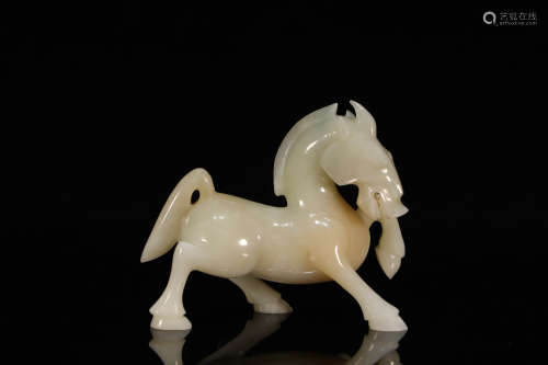 A Fine White Jade Horse Statue