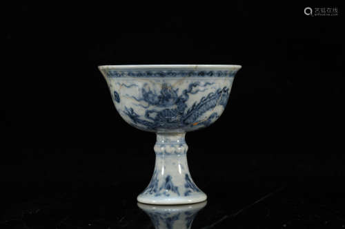 Blue and White Dragon Cup