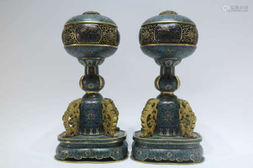 A Pair of Fine Pierced Flower Censers