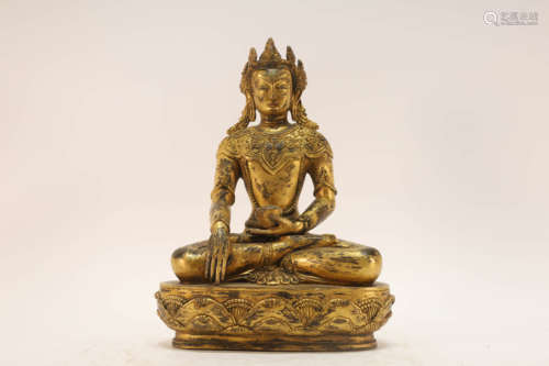 Gilt Bronze Bhaisajyaguru Buddhist Figure