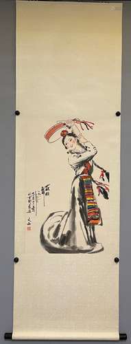 Liu Wendi, Chinese Dancing Paper Painting Scroll