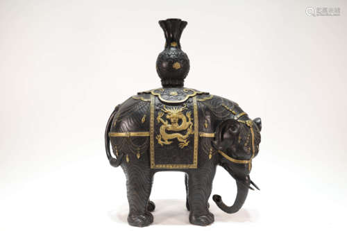 A Fabulous Gilt-bronze Elephant Statue